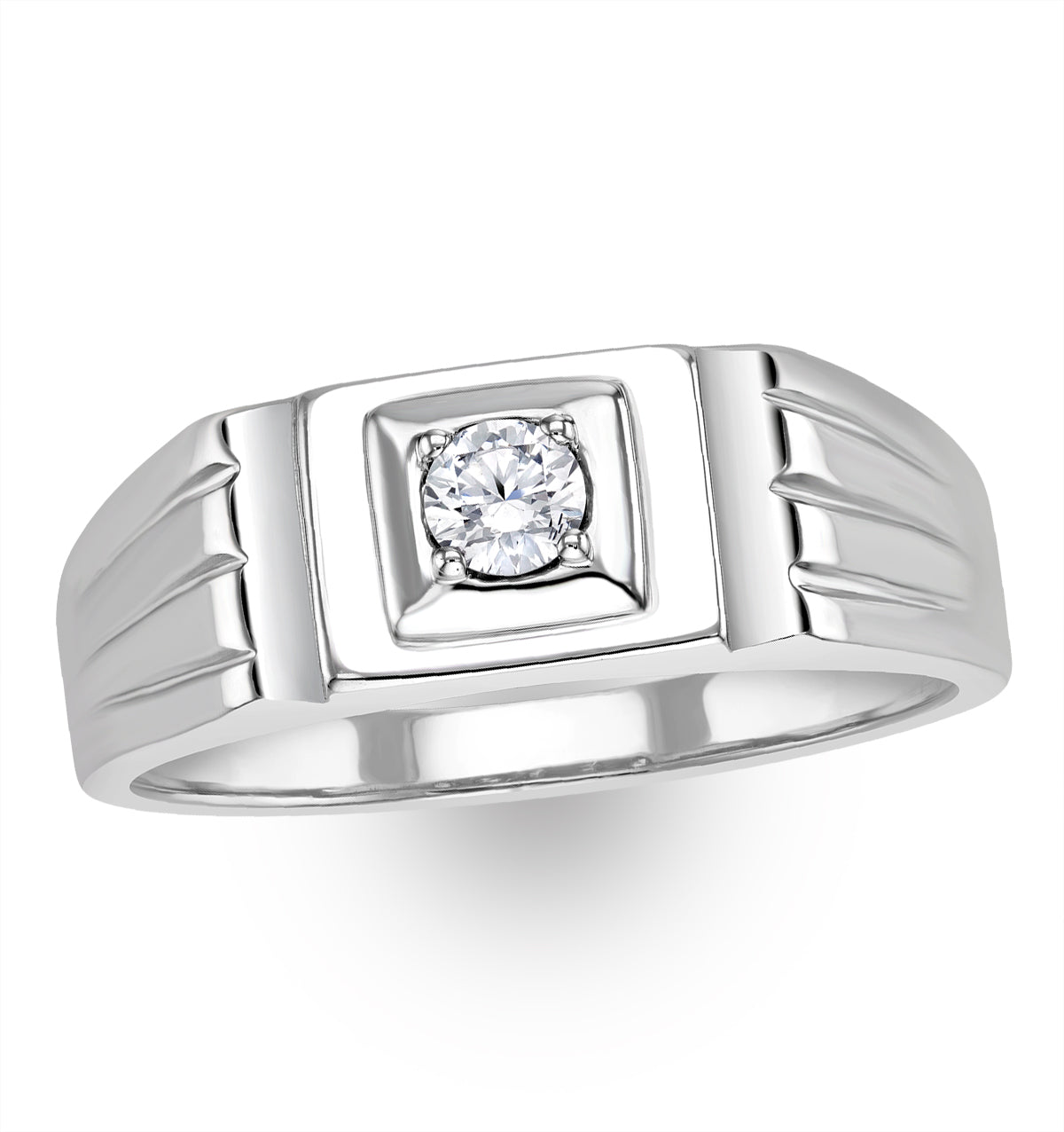 Mens 0.25ct Lab Diamond Design Ring in 925 Sterling Silver